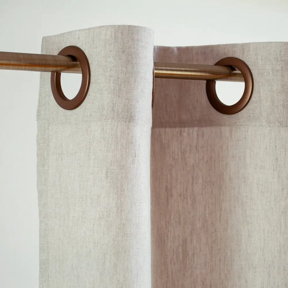 Eyelet Lined Linen Curtain Panel