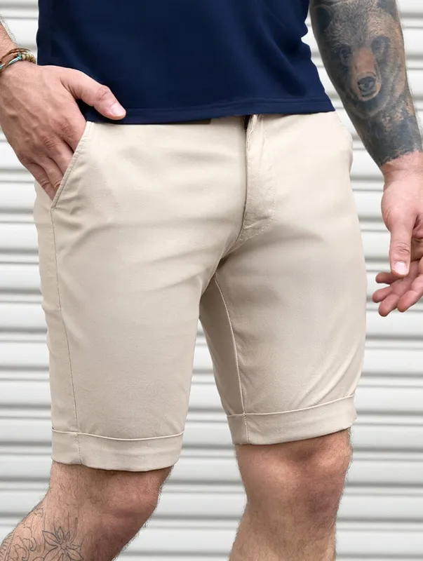 Beige Stretch Shorts