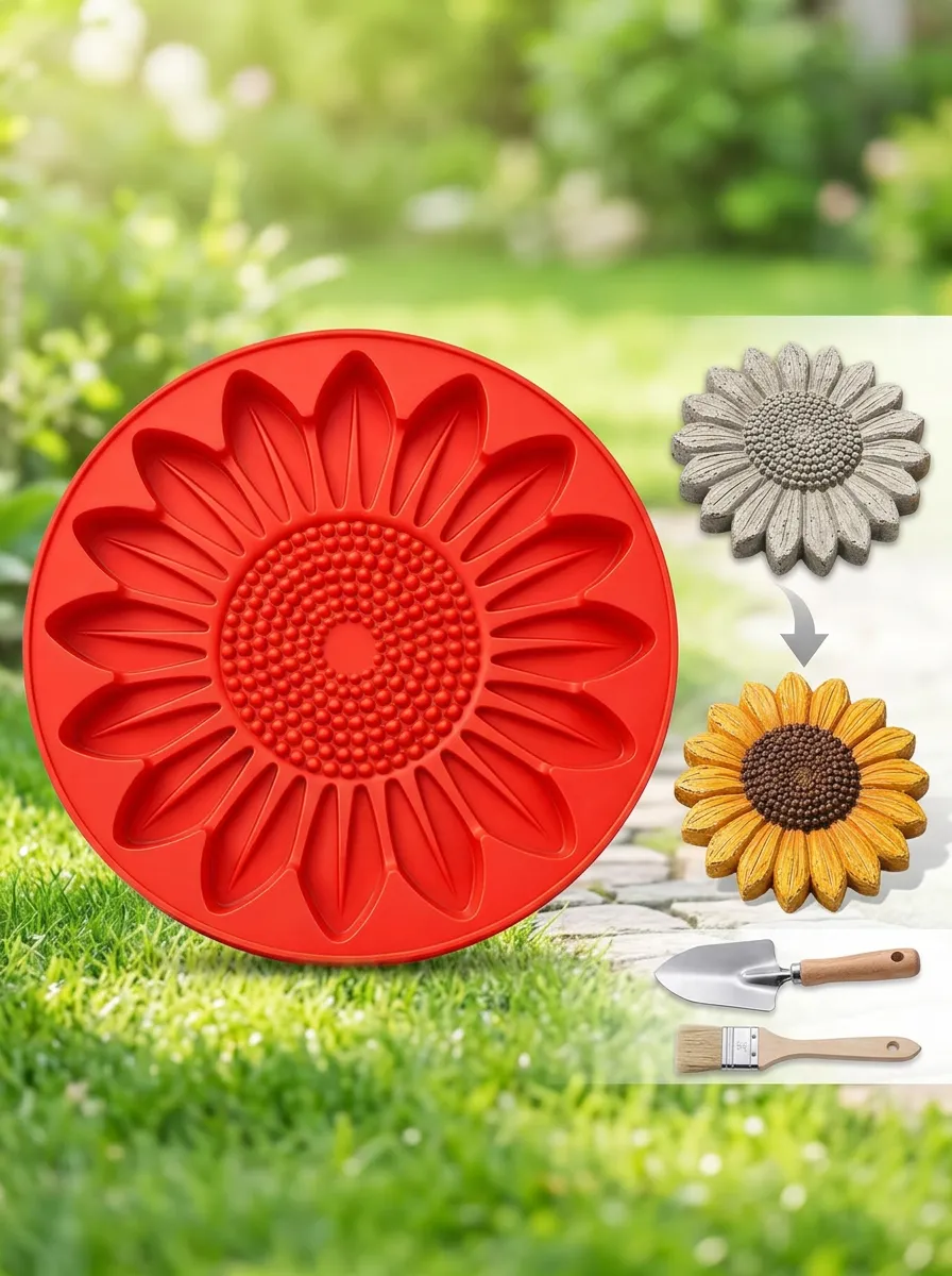 Silicone Sunflower Concrete Stepping Stone Mold