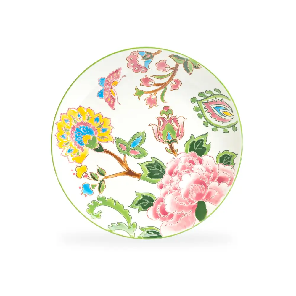 Peony Hand Crafted Painted Stoneware Dessert Plate