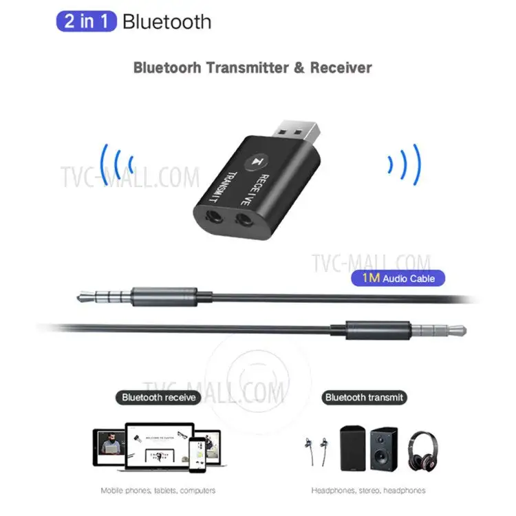 2 In 1 Bluetooth  Wireless Audio Receiver and Transmitter