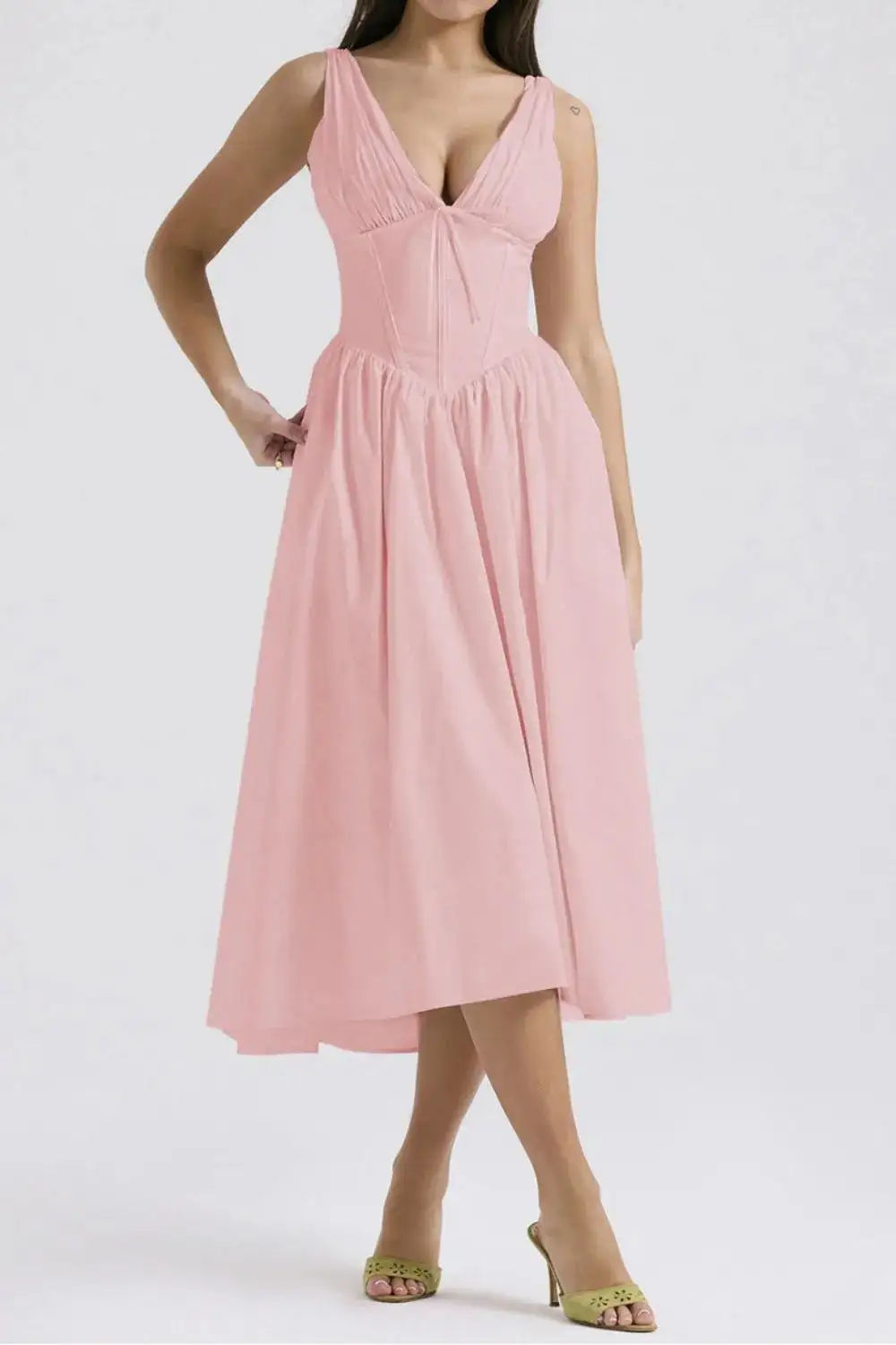 Modern V Neck Sleeveless Casual Dress