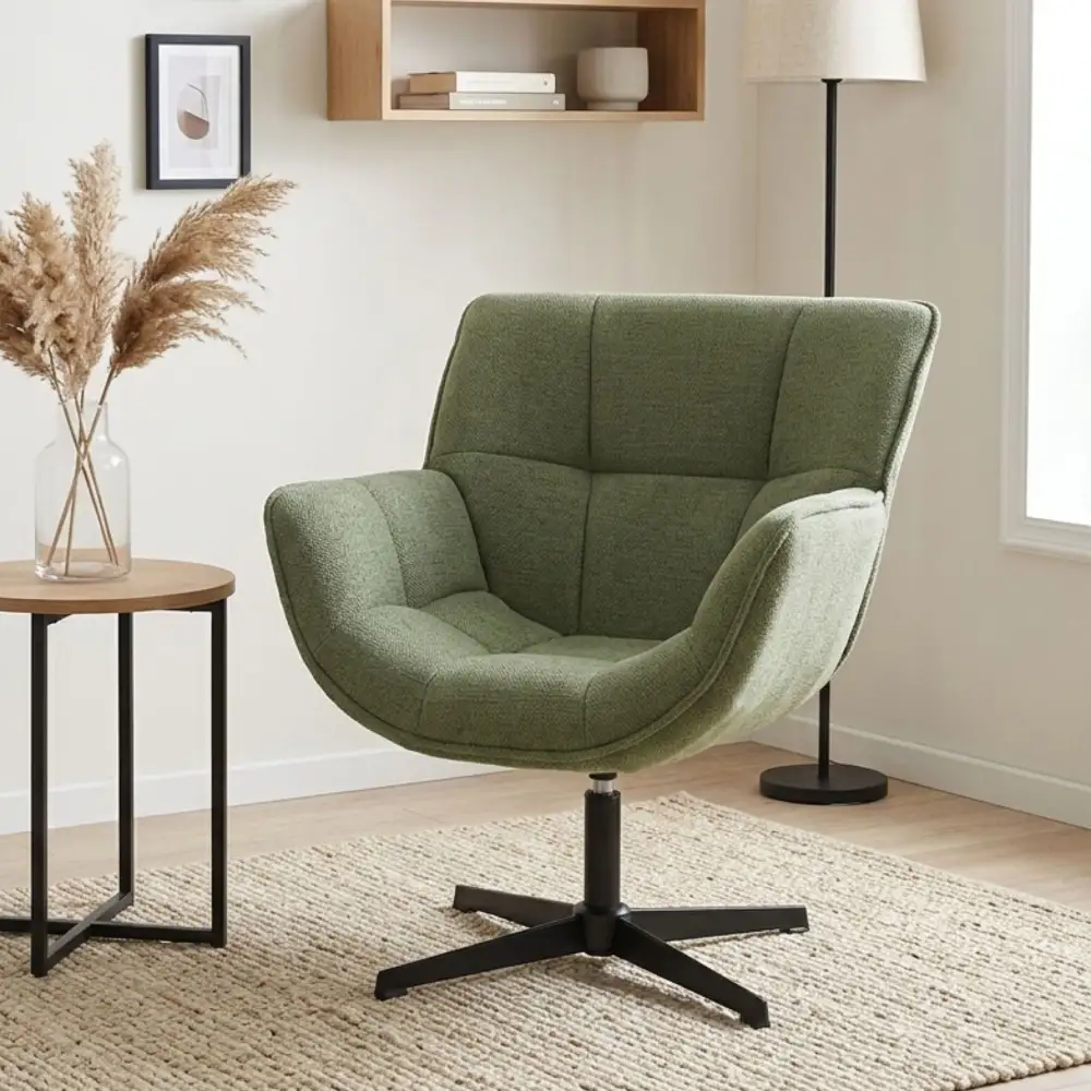Living Room Versatile Fabric Upholstery Swivel Armchair