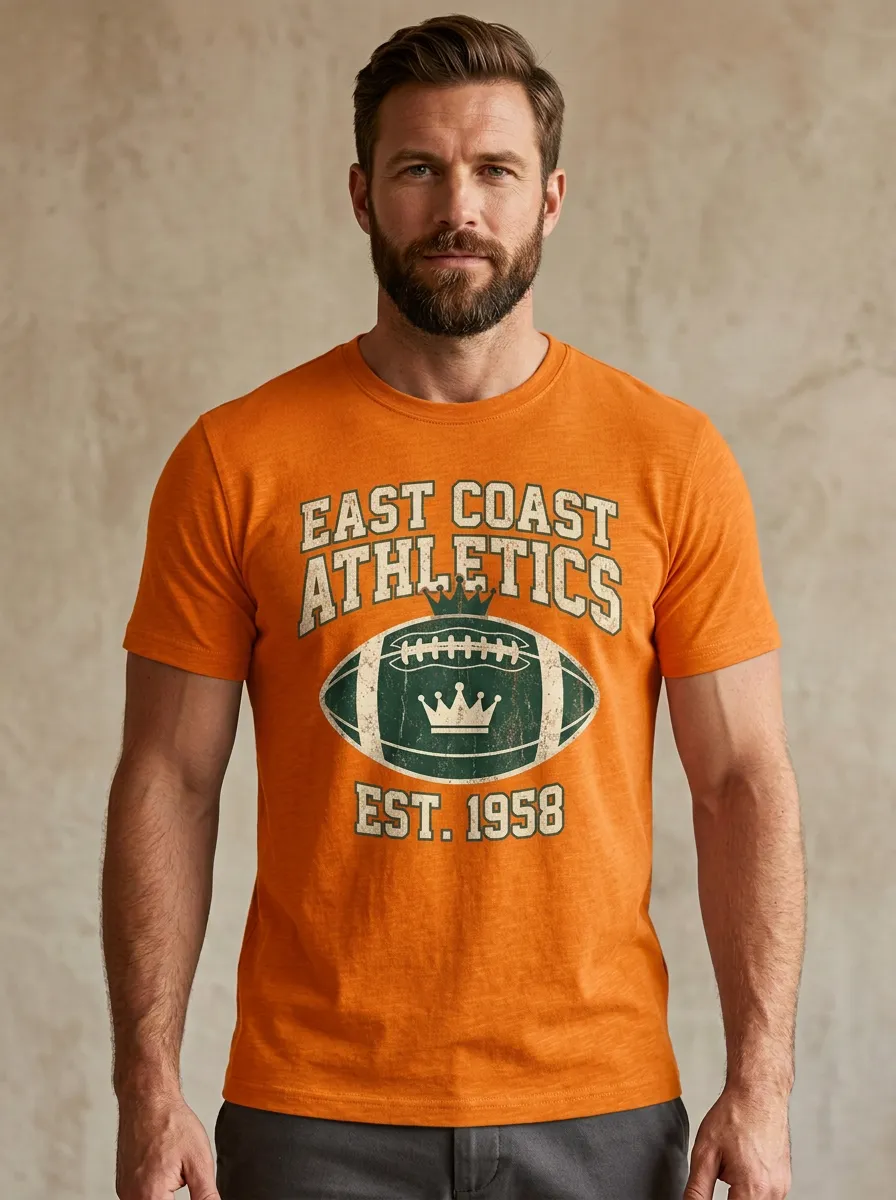 Men's East Coast Athletics Football Crown Printed T-shirt