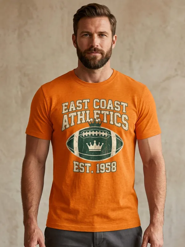 Men's East Coast Athletics Football Crown Printed T-shirt