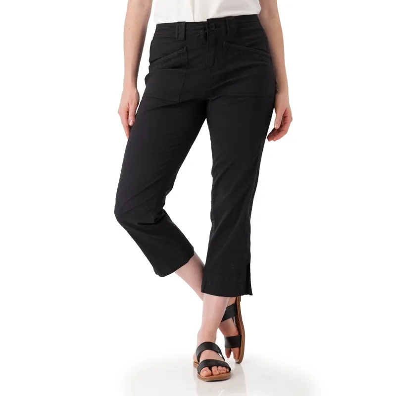 Cotton Button-Front Cropped Pants