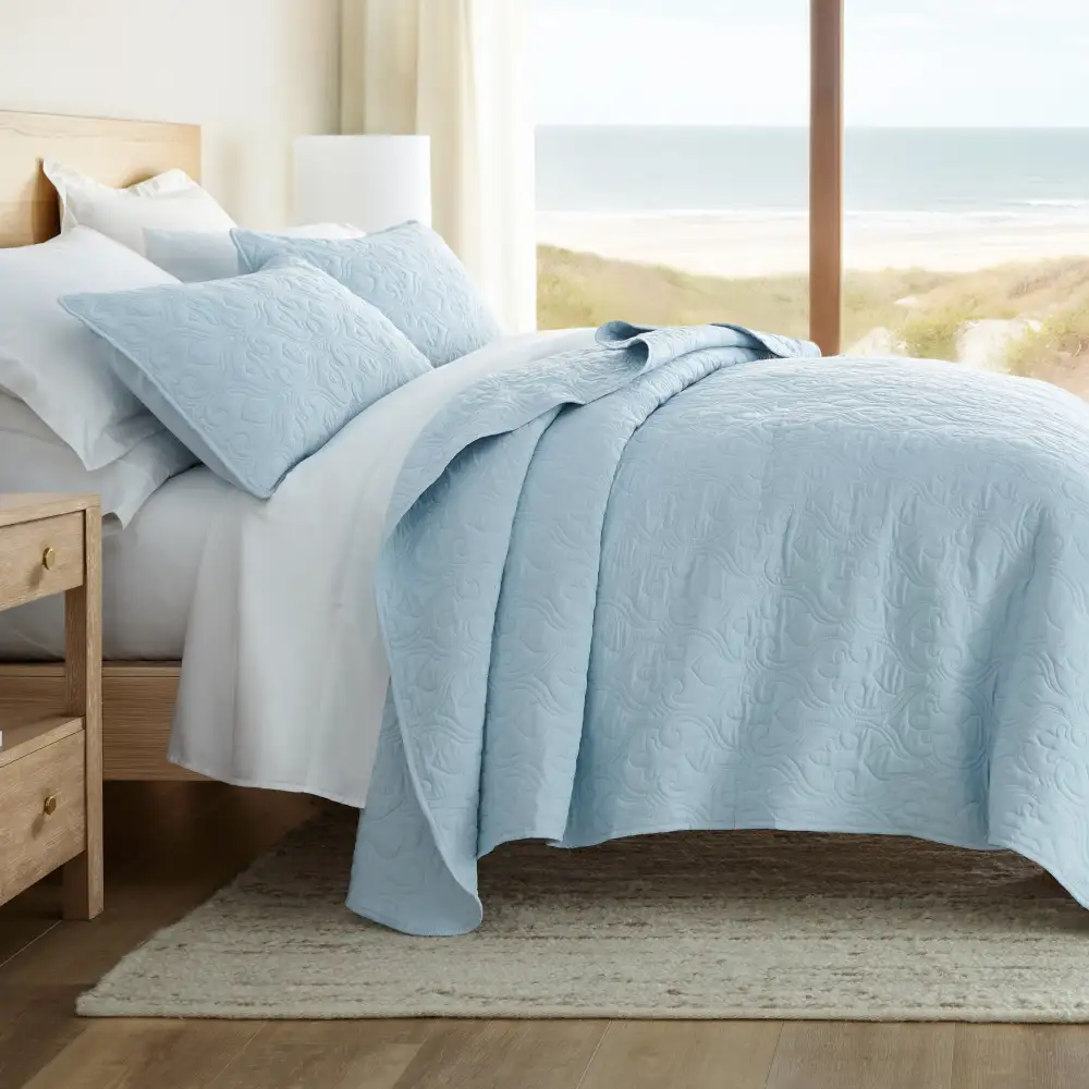 Damask Quilted Coverlet Set
