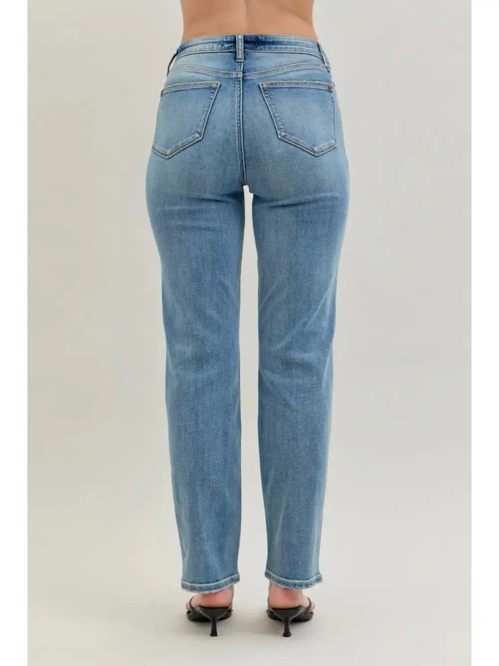 Straight High Waist Cotton Blend Everyday Jeans