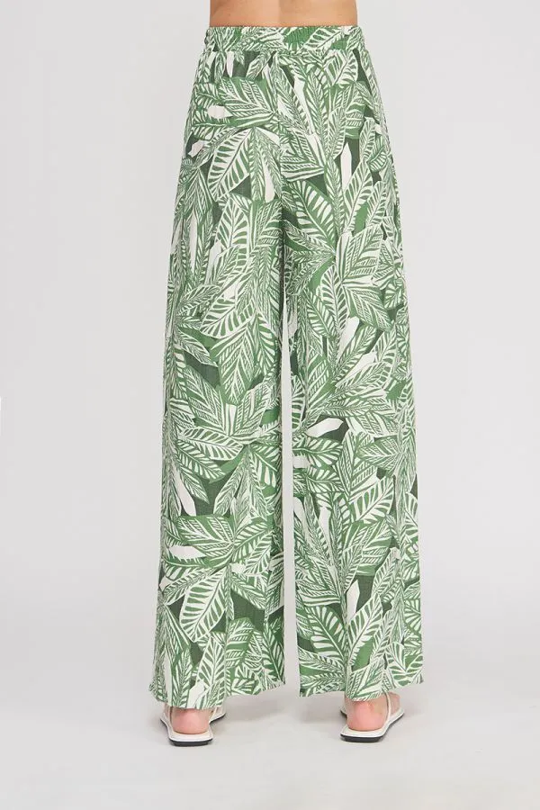 Tropical Print Textured Pants