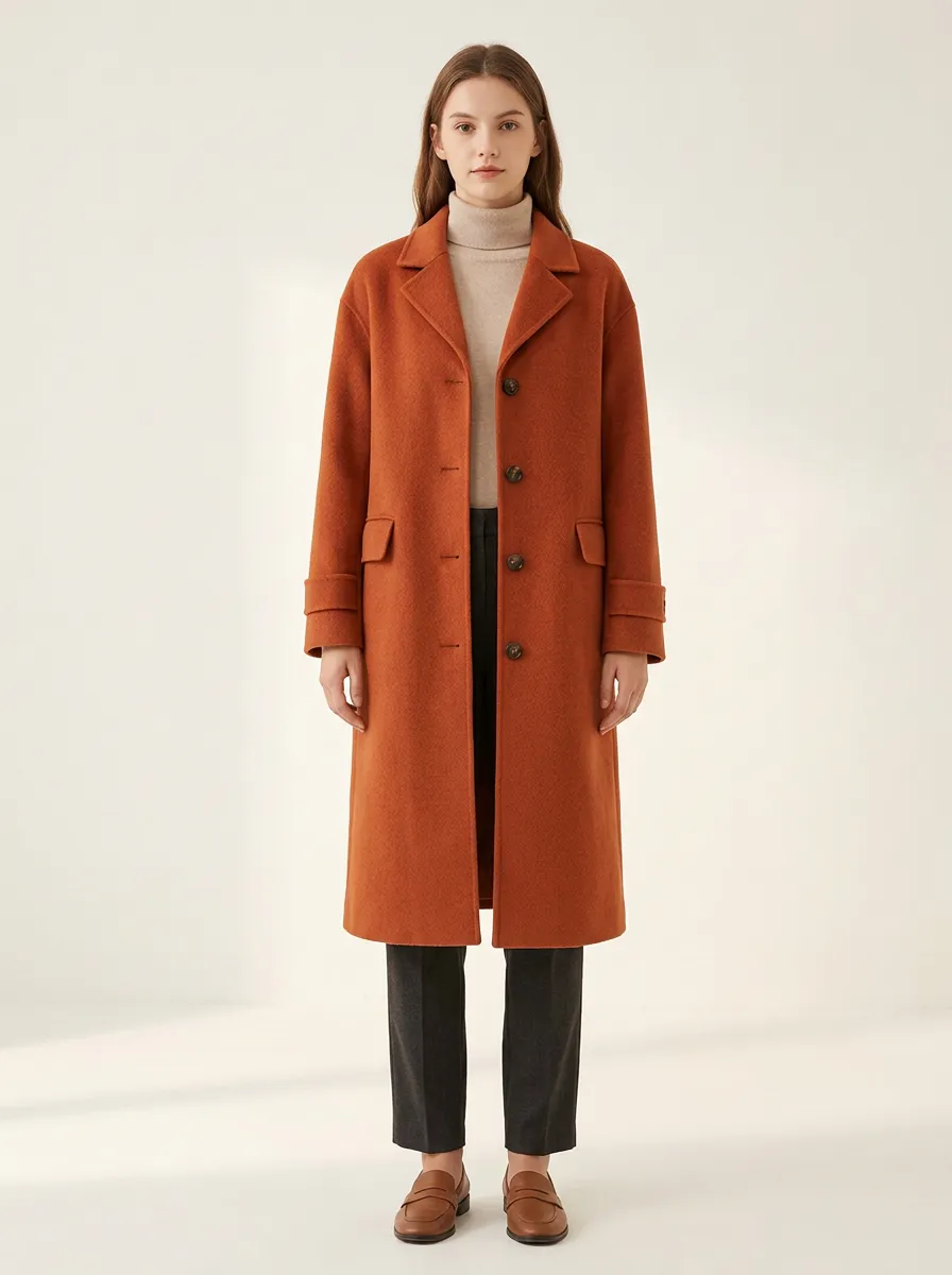Autumnal Wool-Blend Outerwear Coat
