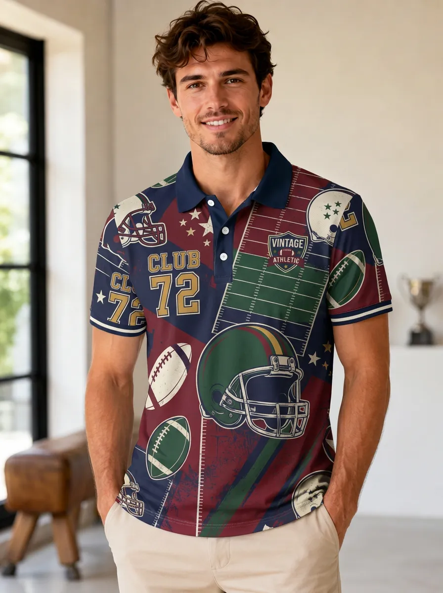 Men's Classic Gridiron Vintage Polo Shirt