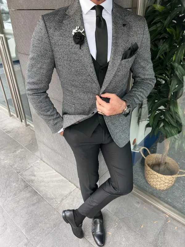 Refined Slim Fit  Italian Fabric Stamped Blazer