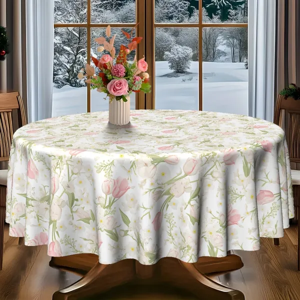 Tulip Print Round Tablecloth