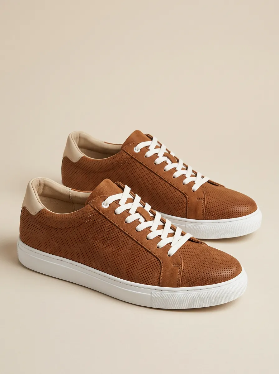 Men's Minimalist Perforated Suede Casual Shoes
