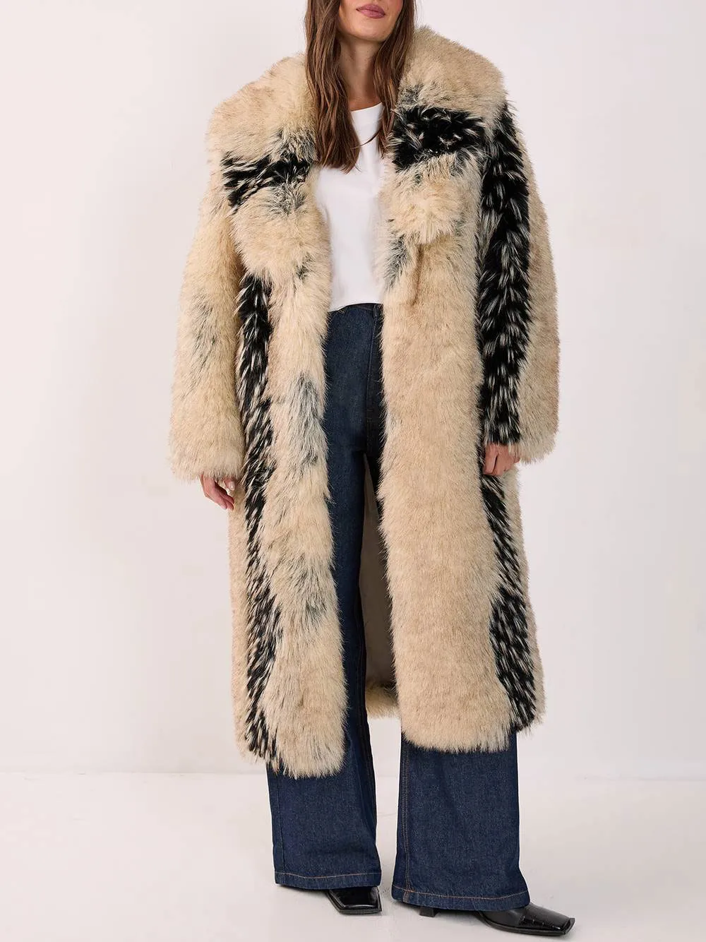 Women's Vintage-Style Fuzzy Long Coat