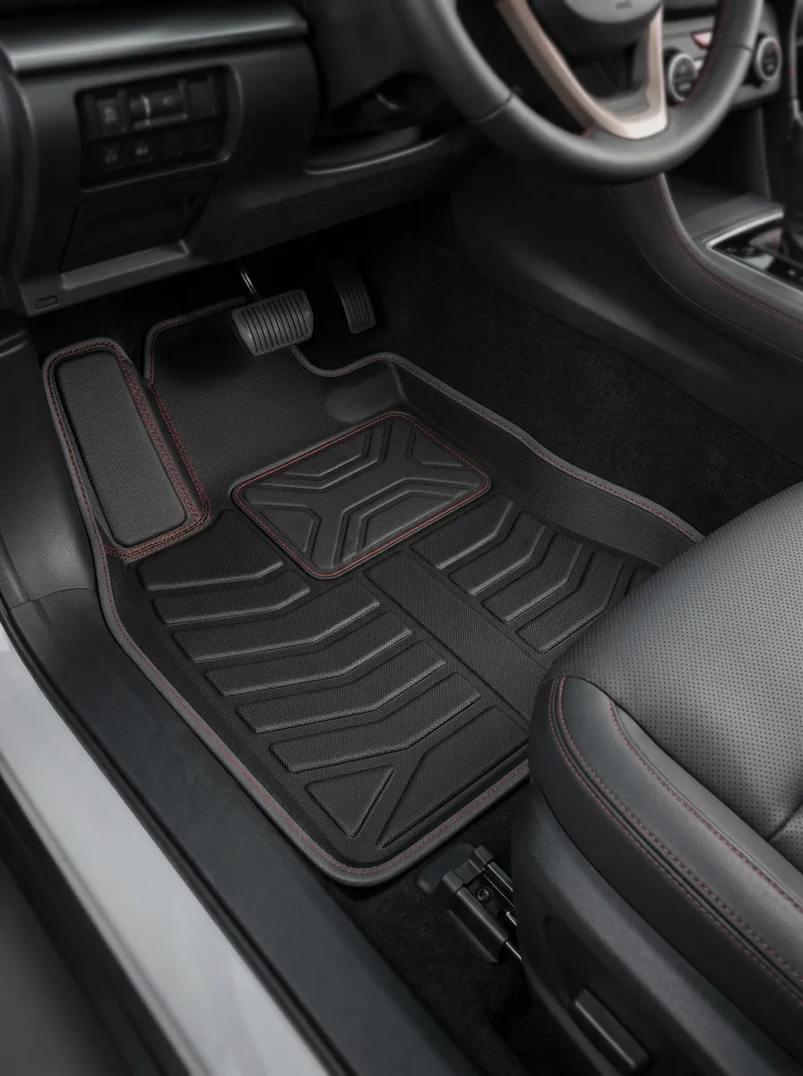 Stitched Sport-Inspired Textured Car Floor Mats