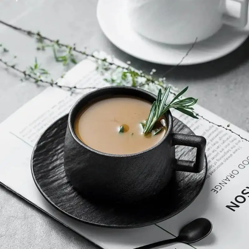 Textured Stone Finish Ceramic Coffee Cups