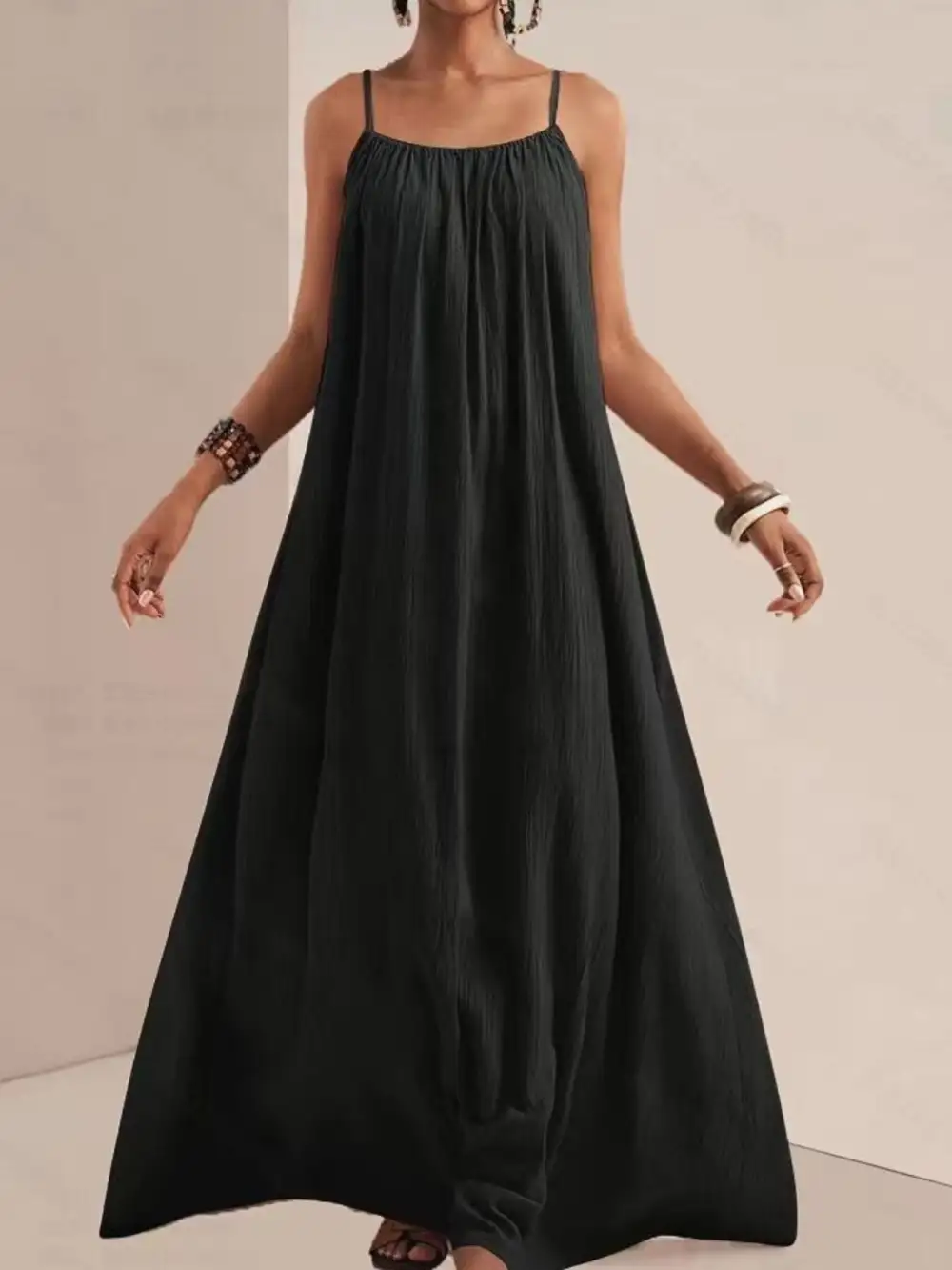 Ruched Spaghetti-Strap Maxi Dress