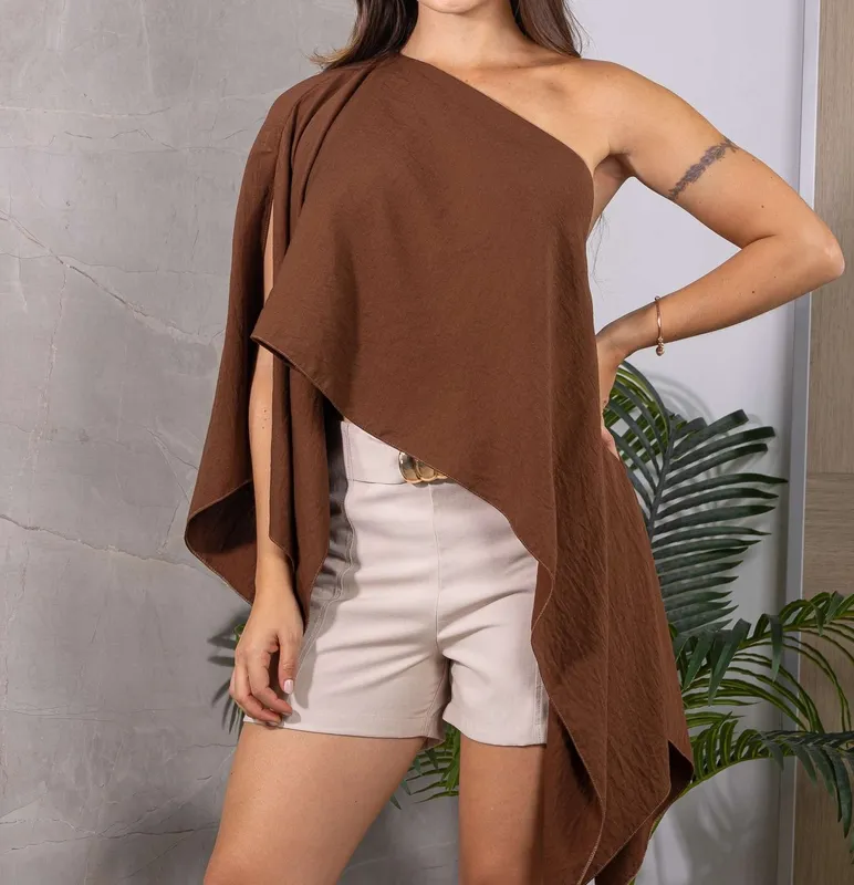 Draped Ruana Overlay Blouse