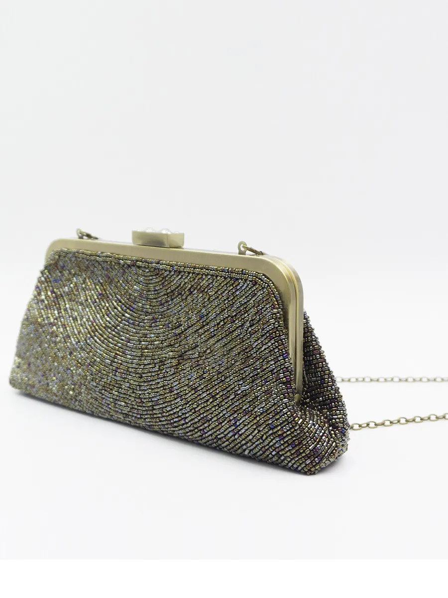 Johanna Vintage Beaded Antique Bronze Evening Bag