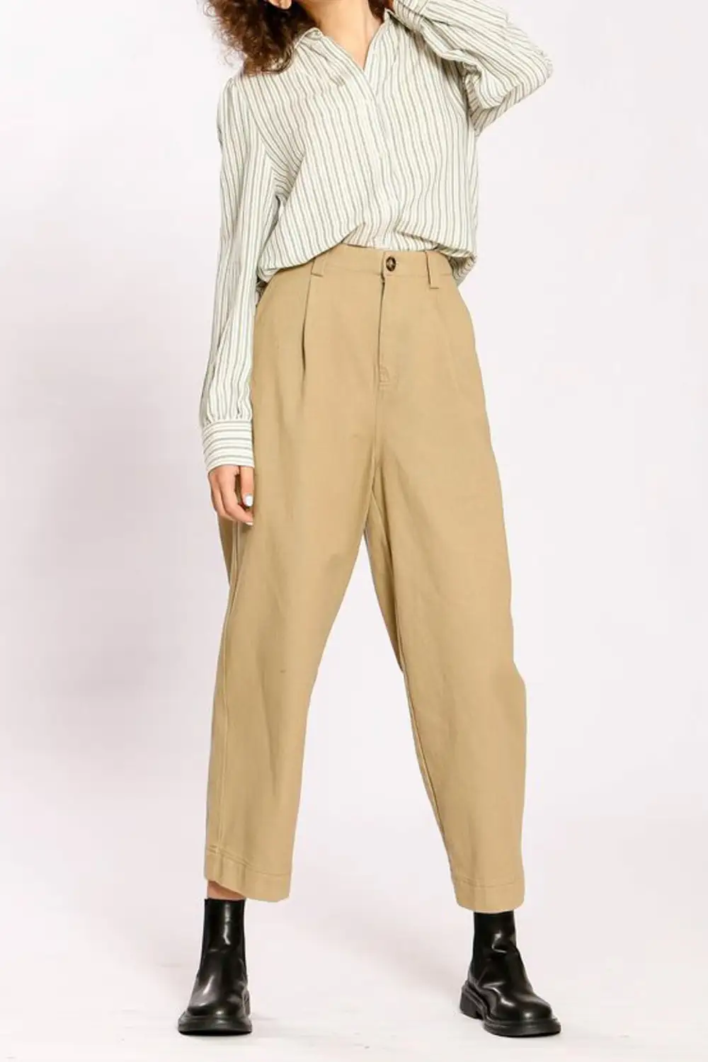 Striped Button Front Collared Button Down Shirt