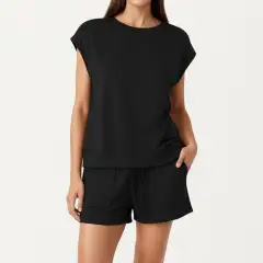 Seamless Pocketed Lounge Top Shorts Set