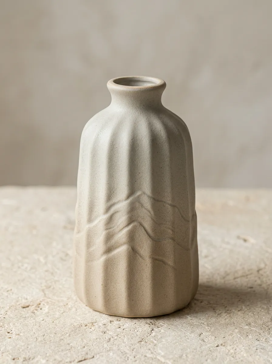 Minimalist Mountain Pattern Textured Ceramic Table Vase