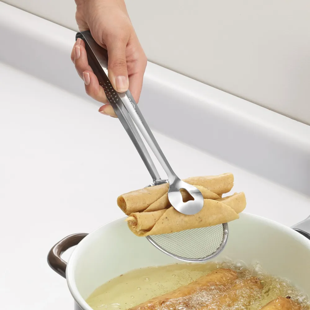 Drain And Serve Frying Tongs