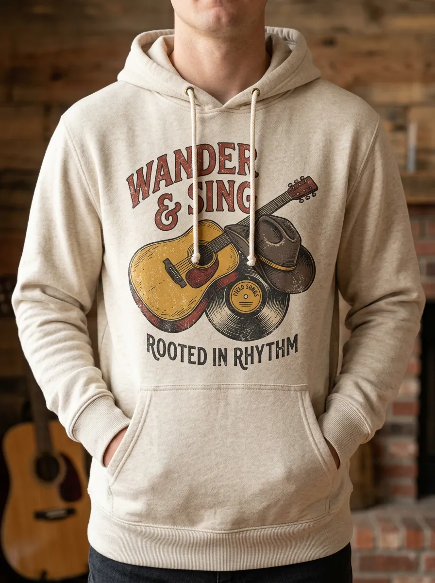 Rustic Unisex Country Music Printed Hoodie