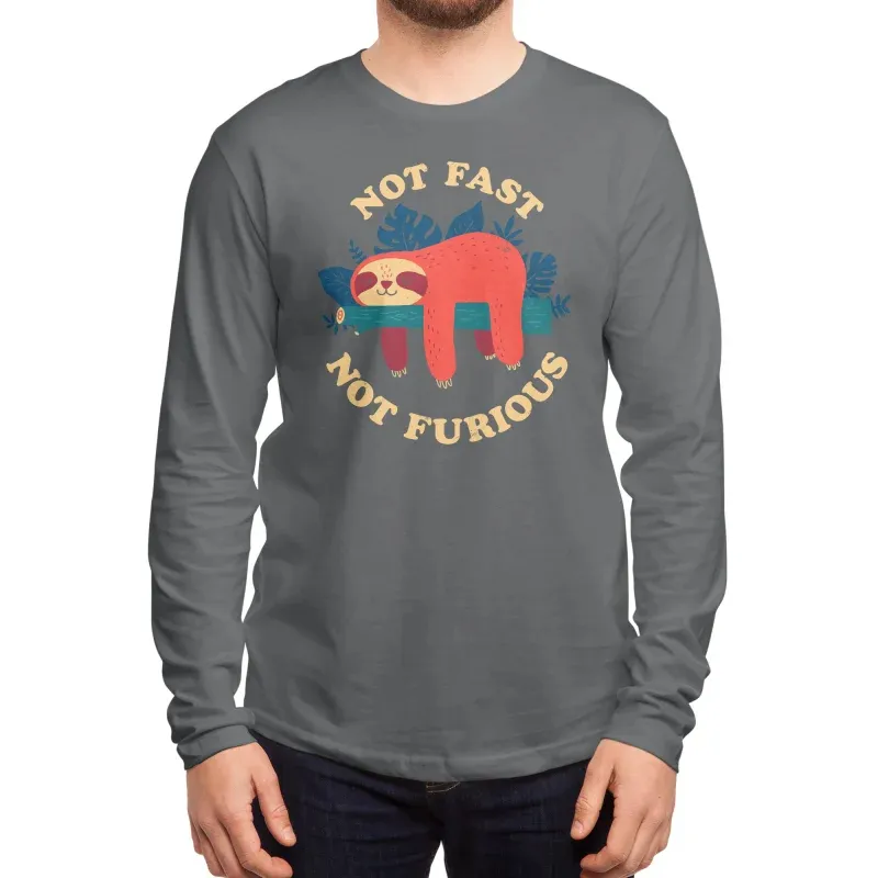 Men's Cartoon-Patterned Sloth-Print Crewneck Hoodie