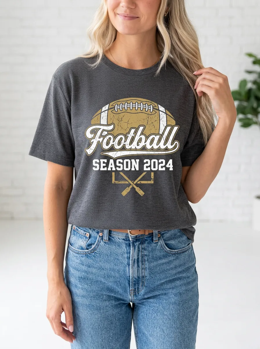 Women's Gridiron Ball Waffle Waffle Graphic T-Shirt