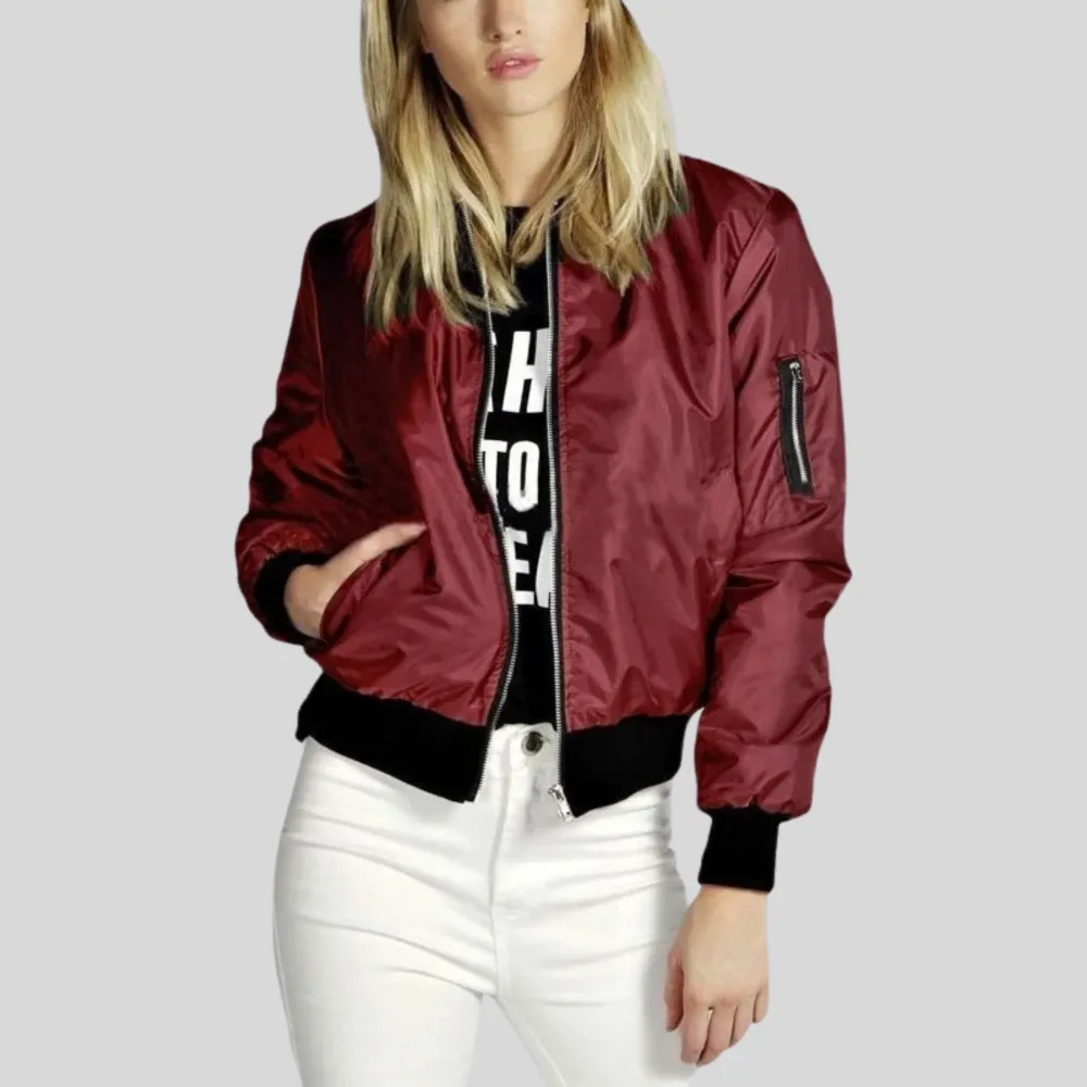 Structured Zip Front Bomber Jacket