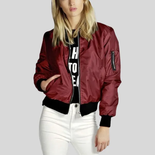 Structured Zip Front Bomber Jacket