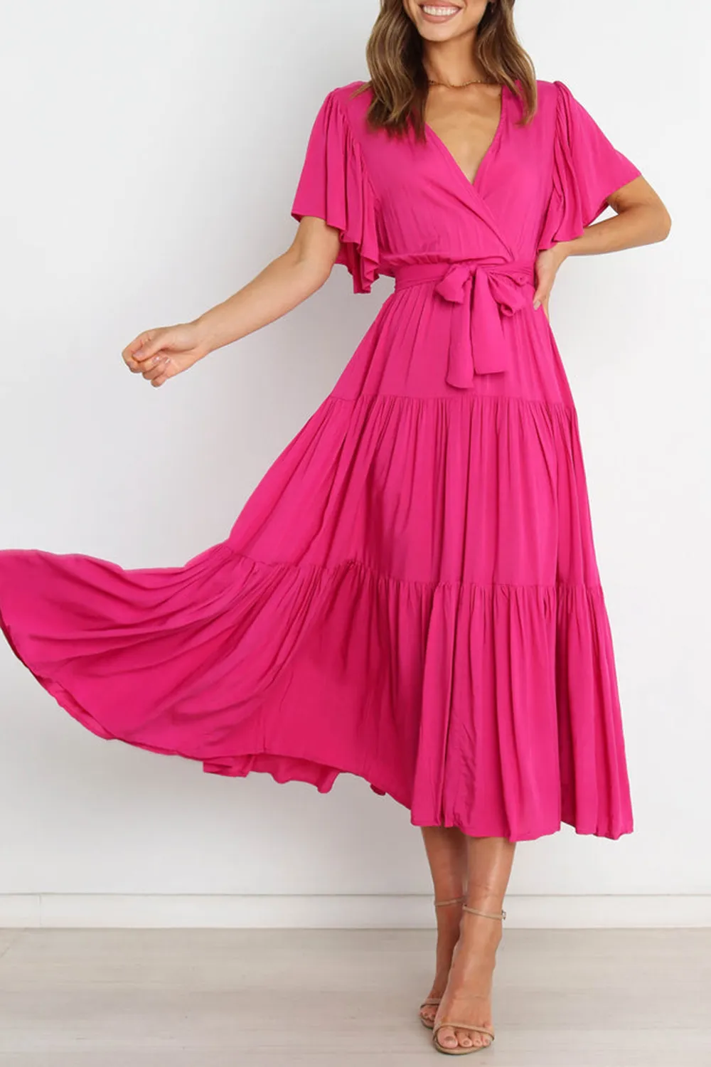 COLORFUL DRESS WITH TIE BOW