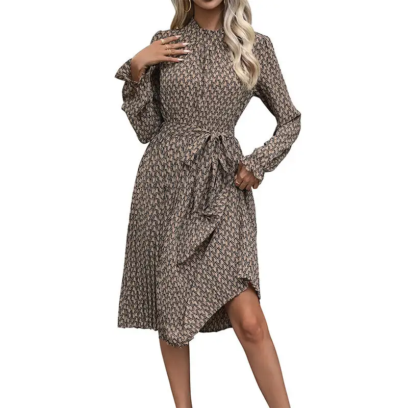 Women's Wrap Long-Sleeve Floral Ruffled Dress