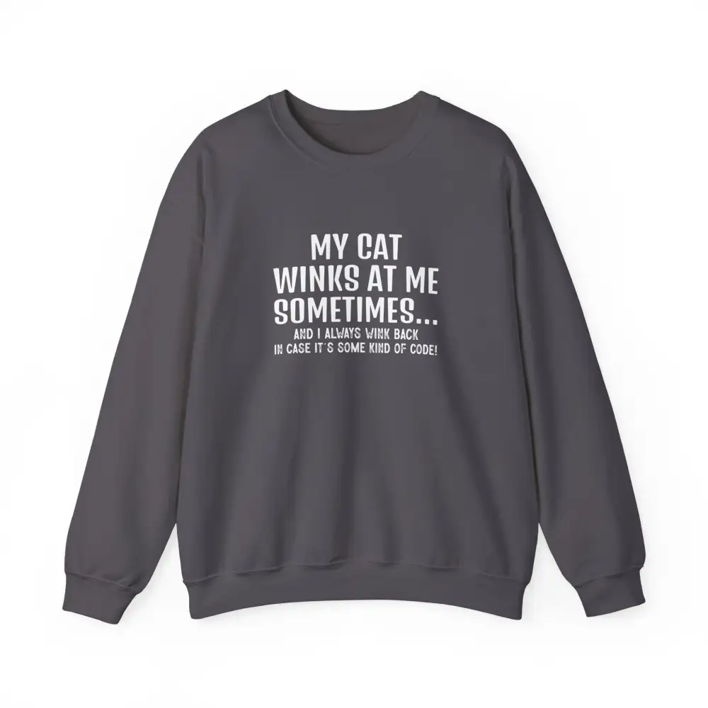 Winking Cat Graphic Crewneck Sweatshirt