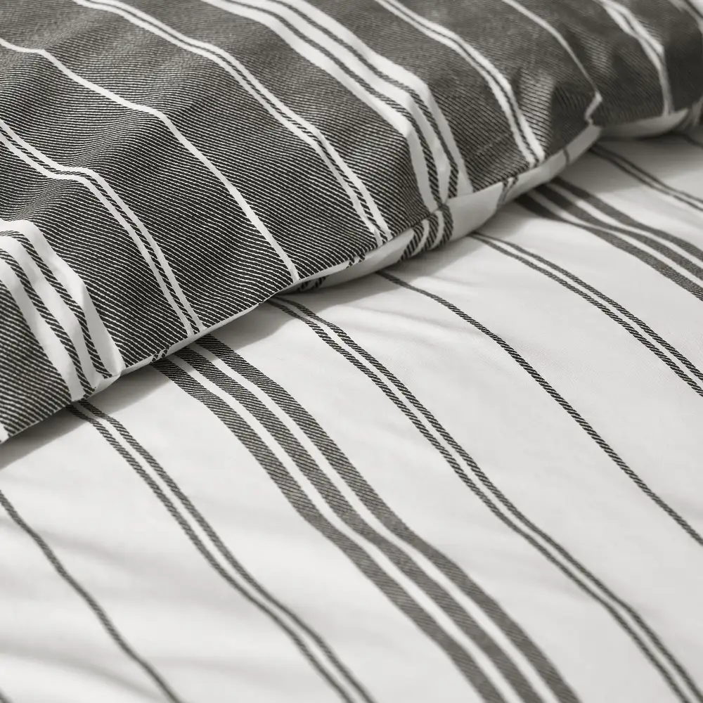 Fresh Bedroom Reversible Stripe Linen Duvet Cover Set