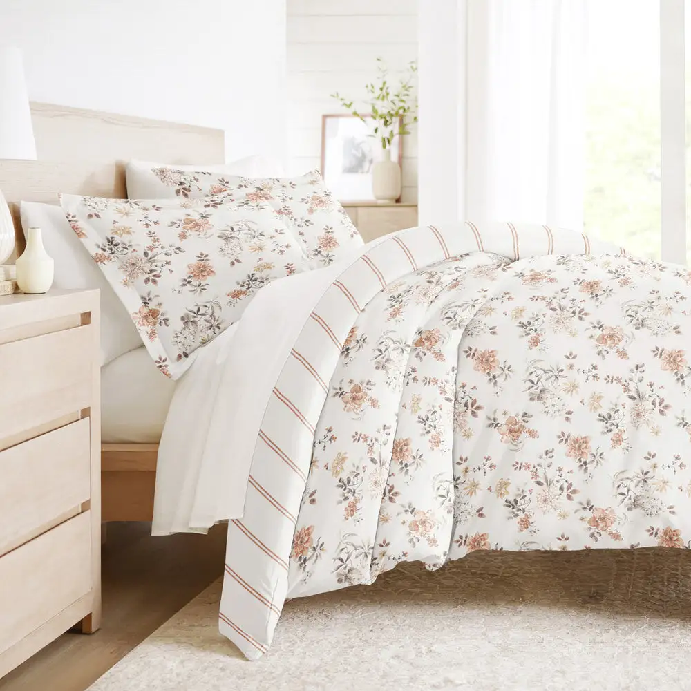 Sunset Garden Pattern Reversible Duvet Cover Set