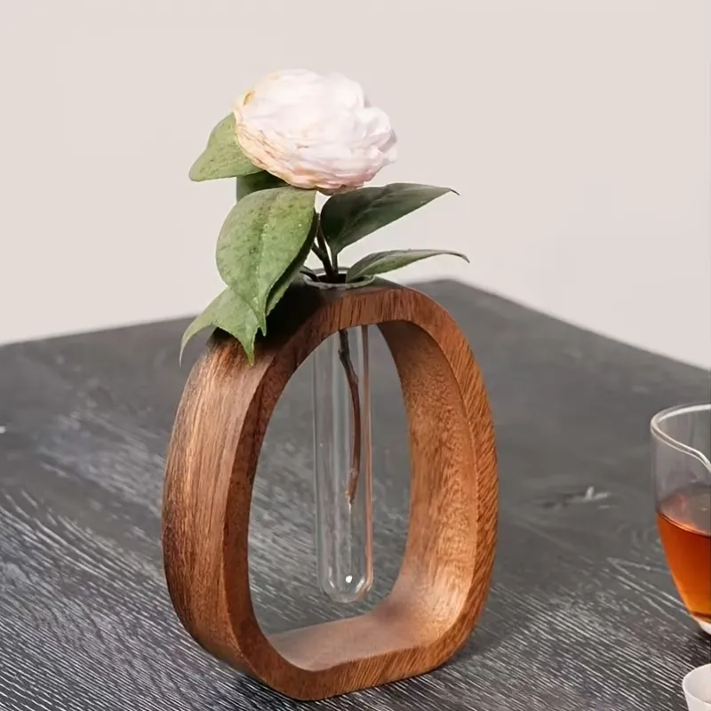 Minimalist Wood & Glass Vase