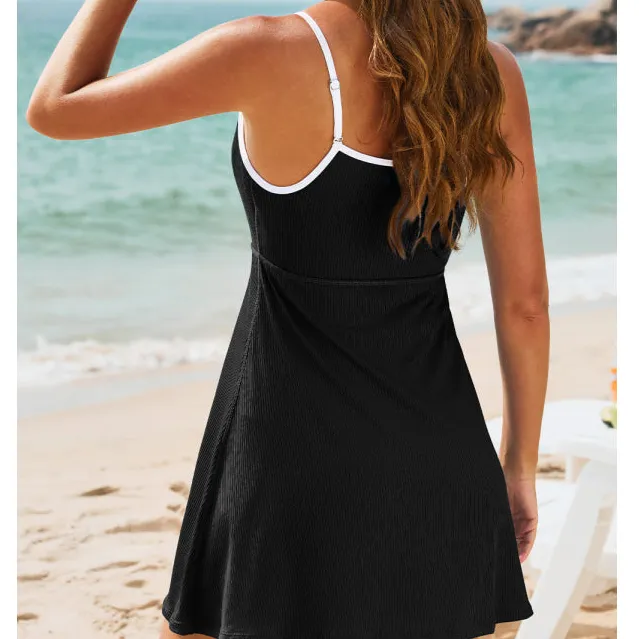 Women's Playful Scoop-Neck Contrast-Trim Contrast One-Piece Swimsuit