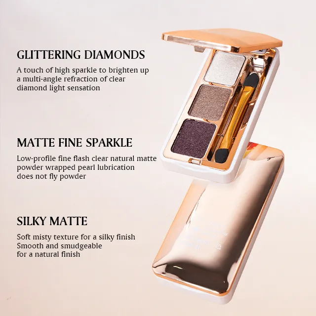 3-colors Vegan Shimmer mixed color Eyeshadow High Pigment Press Powder Custom Multichrome Eyeshadow