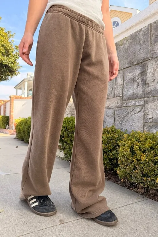 Brown Elastic Waist Sweatpants