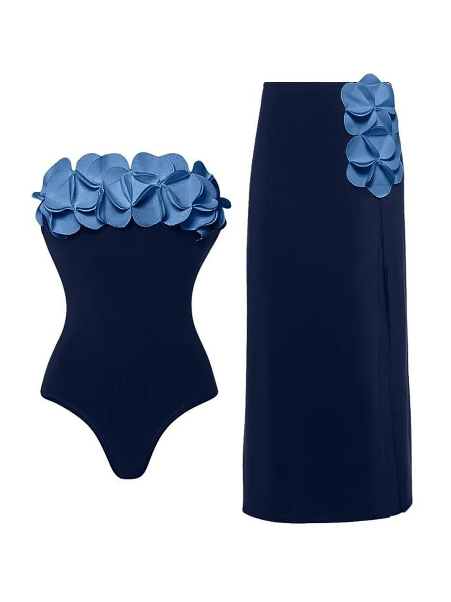 Aria Color-Blocked Floral Swimsuit Set