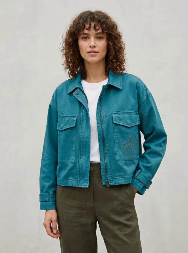 Women's Hudson Botanical Floral Line-Art Pattern Jacket
