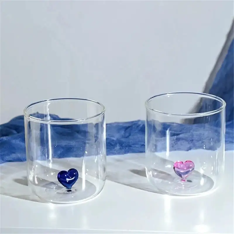 Sculpted Heart Glass Tumblers