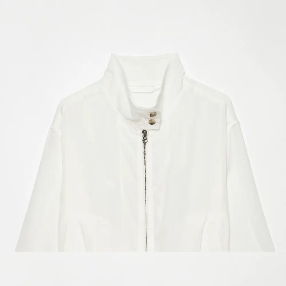 Stand Collar Zip Front Elastic Hem Bomber Jacket