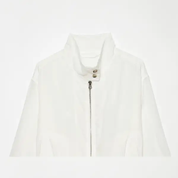 Stand Collar Zip Front Elastic Hem Bomber Jacket
