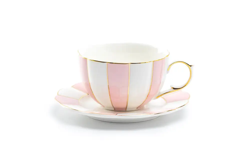 Scalloped Porcelain Tea Cup And Saucer