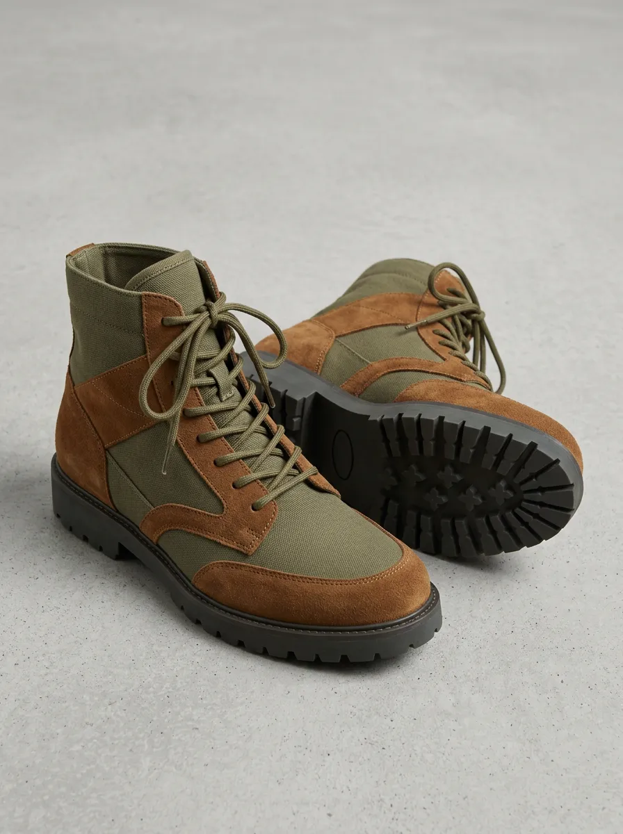 Unisex Outdoor Military Style Suede Canvas Work Boots