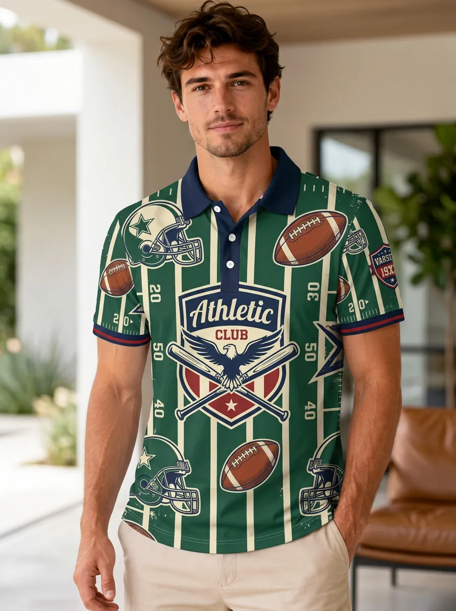 Men's Football Athletic Club Eagle Helmet Polo Shirt